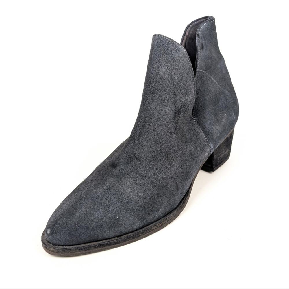 Free People Grey Suede Charm Double V Ankle Boots Size EU 39.5